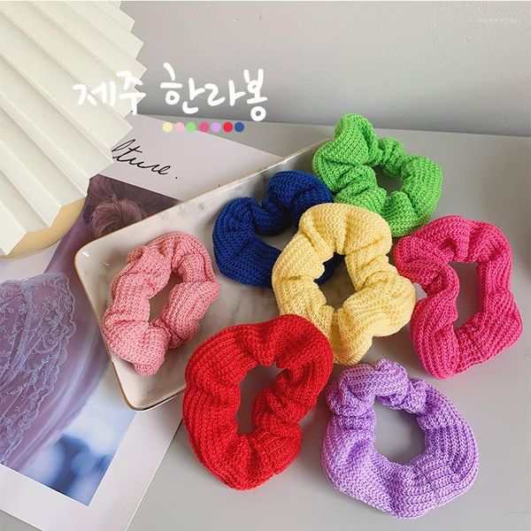 Accessoires de cheveux hiver coréen kawaii bonbons couleur tie ring corde femmes filles scrunchie bandes élastiques ornements