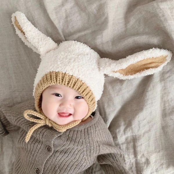 Accessoires pour cheveux Hiver en peluche bébé oreilles de lapin chapeau épais chaud enfants bonnet casquette corée style enfants doux bonnet pour filles garçons oreillettes casquettes
