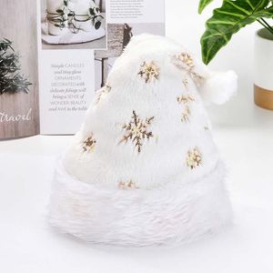 Haaraccessoires Winter Plush Kerstmis hoed Golden Sliver Snowflake Santa Claus Kerstmis Warme volwassenen Favoriet Noel Decor voor Home Year 2022