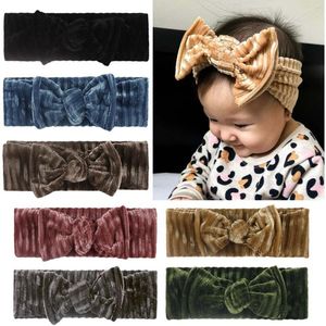 Haaraccessoires Winter Velvet hoofdband voor babymeisje Bow brede banden Hoofdband Twist Knoop Wrap Kids Cute