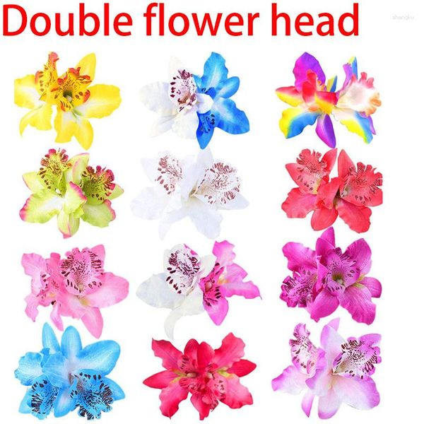 Accessoires de cheveux femmes grand Double mousseline de soie orchidée fleur bohème fleurs pince pour mariée mariage accessoire pince à cheveux épingles