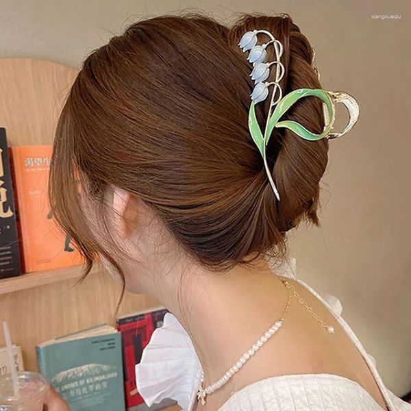 Accessoires de cheveux Femmes Bluebell Flower Clip Hollow Metal Claw Frog Buckle Hairpin Ornement Girls