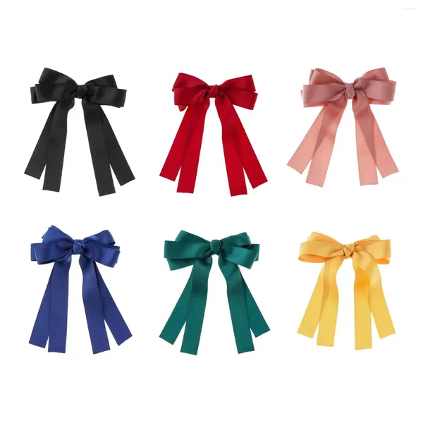 Accessoires de cheveux Barrettes à nœuds pour femmes, longues épingles à ruban avec queue, Clip à nœud superposé en Satin pour filles, mariage saint-valentin