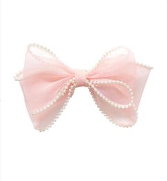 Accessoires de cheveux Femmes Elegant Pearls Murffon Ribbon Bow Scrunchie Tie Soux Bands de décoré