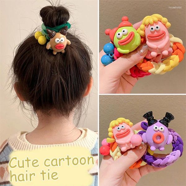 Accessoires pour cheveux femmes filles bandes élastiques en Nylon colorées poupée de dessin animé queue de cheval tenir cravate en caoutchouc Kawaii Scrunchie