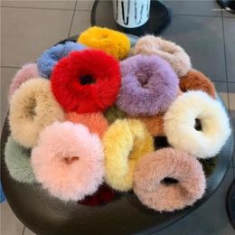 Accessoires pour cheveux pour femmes, imitation peluche, corde colorée d'automne, chouchous élastiques pour filles, bande d'hiver en fourrure, vêtements chauds