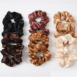 Haaraccessoires vrouwen satijn/veet scrunchie rek paardenstaart houders elastische haarbanden vaste kleur dames touwen banden drop levering pr dhuo1