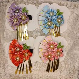 Accessoires de cheveux Clip de cheveux pour femmes Artificial Pearl Artificial Flower Fan Decoration Clip Hair Tramed Traditional Japonais WX