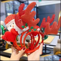 Haar Aessories Baby, Kinderen Moederschap Kerst Hoofdbanden Santa Tree Elk Antlers Hoofdband Rendier Ornamenten Decoraties Party Drop Levering