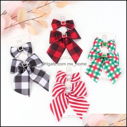 Hair Aessories Baby, Kids Maternity Girls Bow Plaid Clip para Sweet Printed Side Bangs Hairpin Fashion Party Pinzas Para El Pelo Drop Deliv