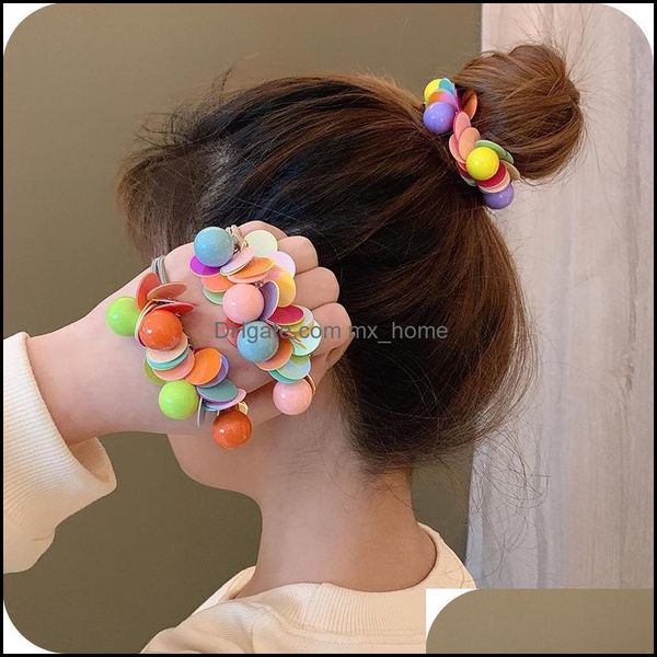 Accesorios para el cabello Bebé, Niños Maternidad Estilo Coreano Simple Dulce Lindo Ins Color Pequeña Bola Lentejuelas Banda De Goma Elástica Para Niña Moda Infantil