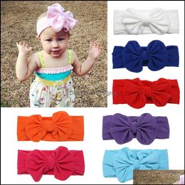 Hair Aessories Baby, Maternitysolid Color Baby Kids Girls Beautif Bowknot Diadema Cute Stretchable Headwear Hairband Drop Delivery 2021 6