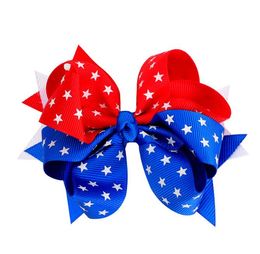 Hair American Flag Print Barrettes Bow Clip Swallowtail Haarspelden Haar boog met clip 4 juli Independence Day Kids Hair Accessoires