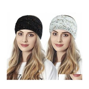 Haarband DHS gebreide hoofdband winter vrouwen dame warmer haak tulband head wrap pluche oorklappen elastische hoofdtekst haarbanden drop deli dhf1i