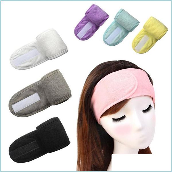 Bande De Cheveux Solide Couleur Sport Nylon Attache Bande Bandeau Réglable Doux Veet Bandeaux Cheveux Écharpe Bande Antidérapant Maquillage Bandeau 30Pc Dh6Od