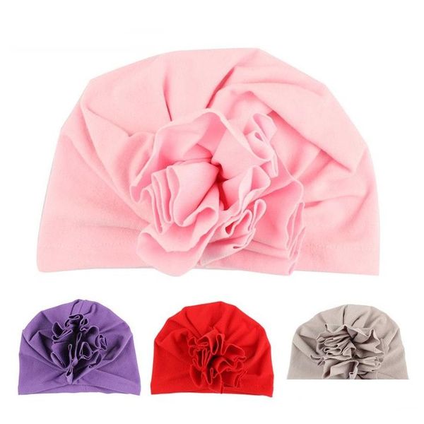 Banda para el cabello Invierno Otoño Flor Nacido Bebé Turbante elástico Diademas Sombreros para niñas 10 colores Gorro infantil Bohemio Regalos de Navidad D Dhpud