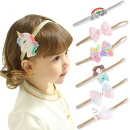 Bandage de cheveux Bandband Turban Enfants nouveau-nés Headwear Baby Girl Accessoires Bowknot Unicorn Gift Hairpin Clip Swan Rainbow