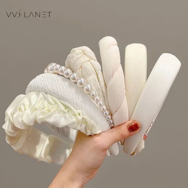Bandes de cheveux pour femmes Style coréen à larges bords éponge bandeau blanc mode élégant bandeau de cheveux 240321