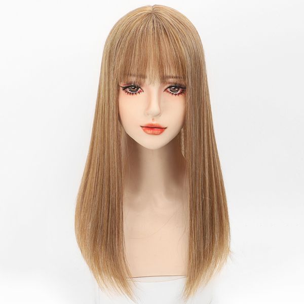 Bloc de cheveux sur le dessus de la tête dessin animé frange perruque pièce fibre chimique pièces de rechange femme jeune couleur à la mode WH0567