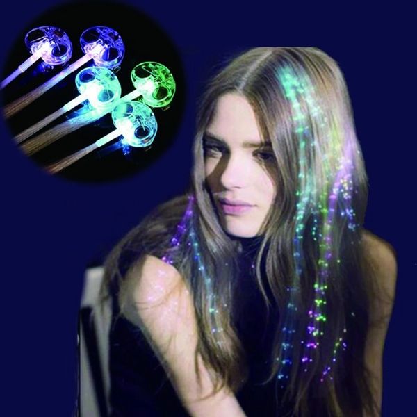 Clip trenzado para el cabello, horquilla colorida con LED brillante, pelucas con Flash, espectáculo de Halloween, fiesta de año nuevo, suministros de decoración navideña, Hogard F0628