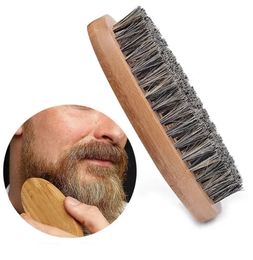 Bristle Bristle Brosse Naturel Rasage Natural Peigne Face Face Moustache Poignée en bois rond