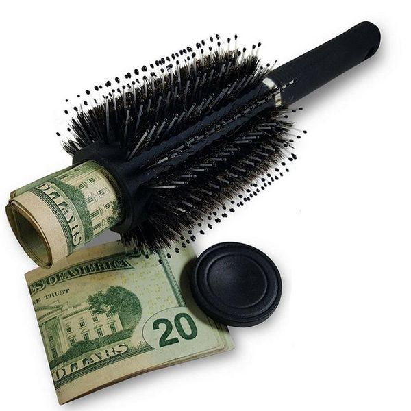 Brosse à cheveux Peigne Conteneur creux Black Stash Safe Diversion Secret Security Brosse à cheveux Objets de valeur cachés pour la boîte de rangement de sécurité à domicile XD22134