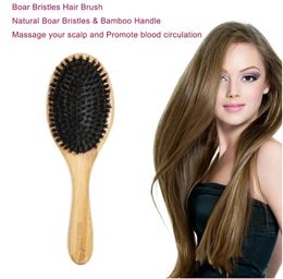Brosse à cheveux Natural Bamboo Handle Bristles Bristles Antistatic Hair Hair Svelp Paddle Brush Massage Massage à gas