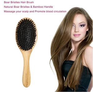 Brosse à cheveux Natural Bamboo Handle Bristles Bristles Antistatic Hair Hair Svelp Paddle Brush Massage Massage à gas