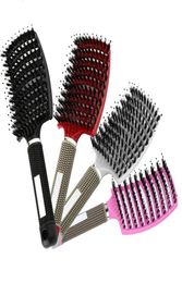 Brosse à cheveux peigne de Massage du cuir chevelu brosse à cheveux poils en nylon femmes brosse à cheveux démêlante bouclée humide pour Salon de coiffure outils de coiffure 1238555