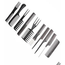 Brosses à cheveux 10 pièces ensemble brosse professionnelle peigne Salon de coiffure peignes antistatiques brosse à cheveux soins de coiffure style livraison directe produit Oti6S