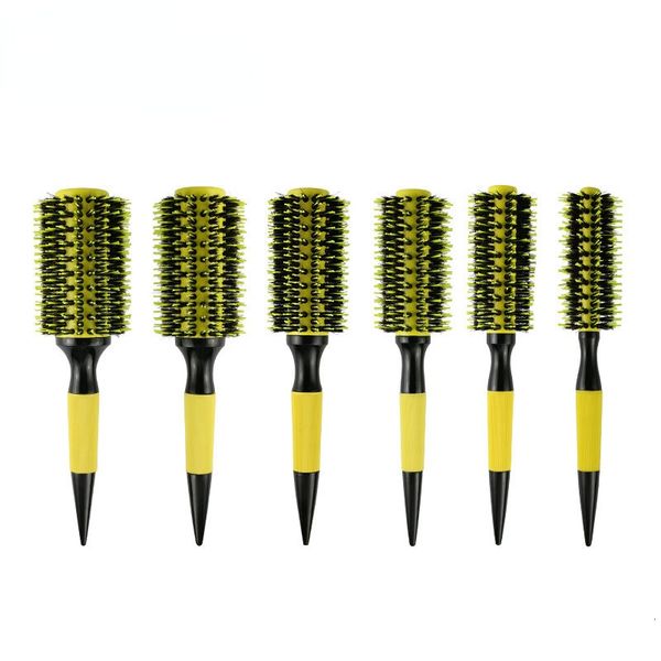 Cepillos para el cabello 16PCS Cepillo redondo de madera para el cabello con cerdas de jabalí Herramienta de peinado de nylon mixto Cepillo para el cabello iónico de cerámica Profesional 230701