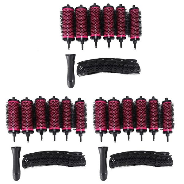 Brosses à cheveux 18 pièces 3 tailles poignée détachable brosse à cheveux avec clips de positionnement en aluminium baril en céramique bigoudi peigne coiffeur 231220