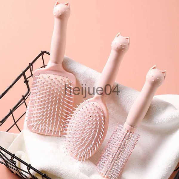 Cepillos para el cabello 1Pc Pink Cat Air Cojín Peine Mujeres Peines de masaje para el cuero cabelludo Niñas Antiestático Húmedo Rizado Desenredar Cepillo para el cabello Home Salon Styling Tools x0804