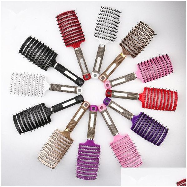 Cepillos para el cabello 2021 Ventas al por mayor Mujeres Cuero cabelludo Mas Peine Cerdas Nylon Cepillo para el cabello Mojado Rizado De Pelos para salón Peluquería Estilo Drop Deliv DHGHV