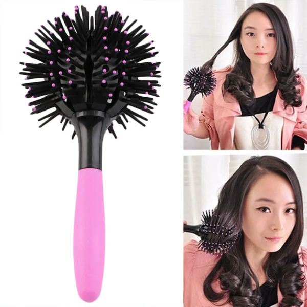 Brosses à cheveux 3D peigne rond Salon maquillage 360 degrés boule outils de coiffure magique démêlant brosse à cheveux résistant à la chaleur 231113