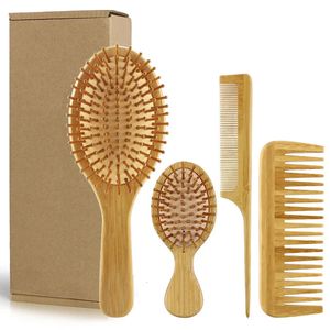 Brosses à cheveux 4 pièces/ensemble ensemble de peignes à cheveux peigne de Massage à coussin d'air en bois de bambou écologique pour enfants adultes dent large et queue pointue Cmb 231214