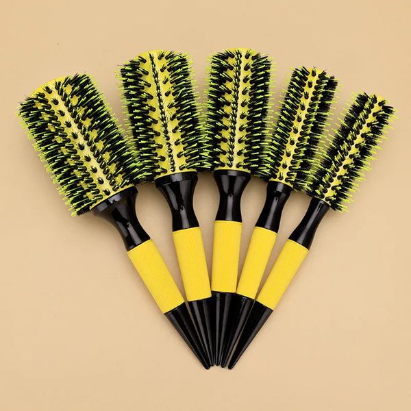 Brosses à cheveux 6 tailles salon Barber Wood Handle Handle Bristles Round Hair Peigt Brush Professional Dressing Hair Brush Tools Hair Styling Tools 4 # 231218