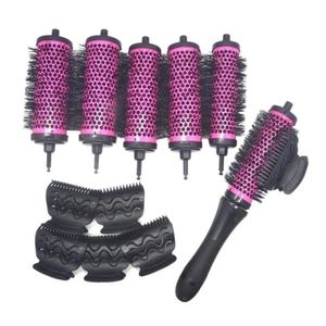 Cepillos para el cabello 6pcsset 3 tamaños Cepillo de rodillo de mango desmontable con clips de posicionamiento Aluminio Cerámica Barril Rizador Peine Dresser Drop de Otlca