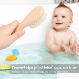 Haarbürsten Babybürste Kamm Holzgriff Geborenes Kind Haarbürste Säugling Weiche Wolle Kopfhaut Mas Drop Lieferung Produkte Pflege Styling Dhhkc