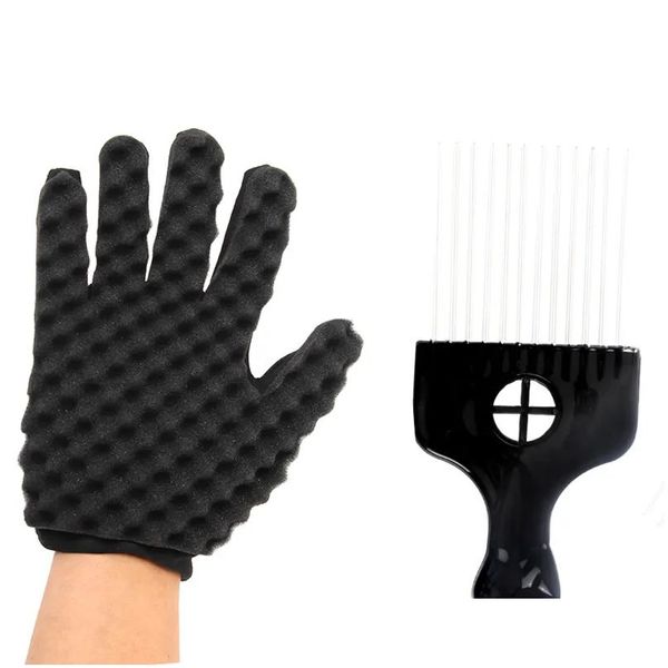 Brosses à cheveux Barber Shop Men Braider Sponge Gants africain Styling Fork Peigt Curls For