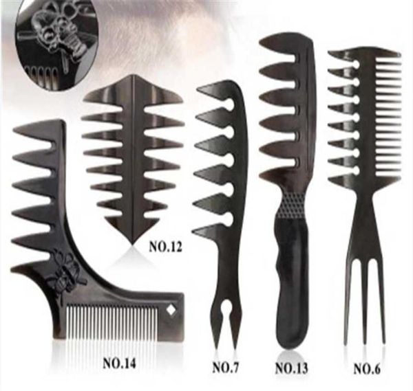 Brosses à cheveux peigne à barbe hommes rétro lissé arrière Style outil droit ange Texture Double face pommade modélisation E1509474925