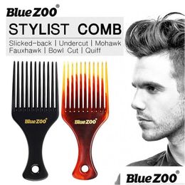 Brosses à cheveux Bluezoo Hommes Peigne Insert Afro Pick Fork Huile Slick Coiffage Brosse Coiffure Accessoire Drop Livraison Produits Soins Dhnmw