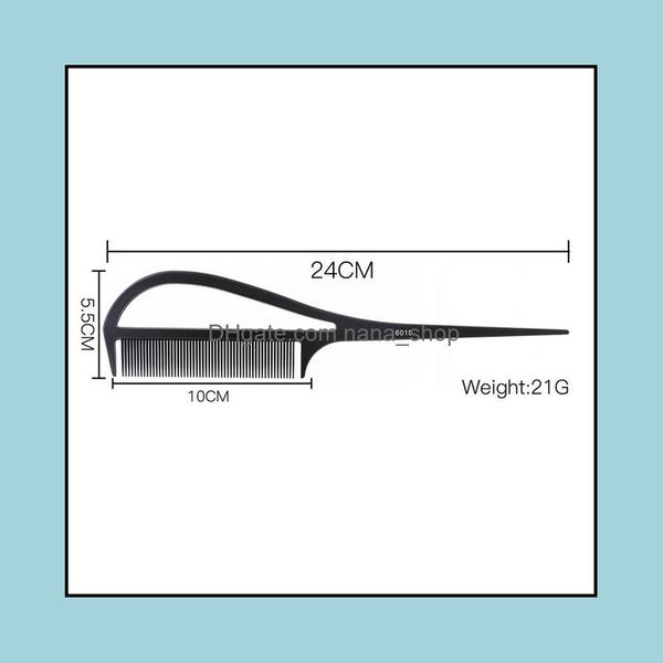 Cepillos para el cabello Cuidado Herramientas de peinado Productos Fibra de carbono Cola puntiaguda Antiestático Profesional Peluquería Burlas Estilista Peine de corte Gota