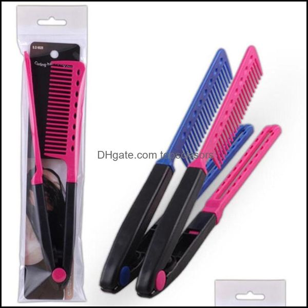 Cepillos para el cabello Cuidado Herramientas de peinado Productos Nuevo diseño en forma de V Peine de belleza profesional Cepillo alisador con clip Rápido F3435 Entrega directa