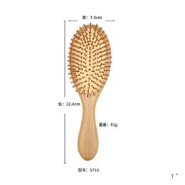 Brosses à cheveux Soins Styling Outils Productswood Airbag Mas Carbonisé Bois Massif Bambou Coussin Antistatique Brosse Peigne Jlldbh Drop Deliv Dhe6O