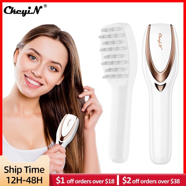 Brosses à cheveux CkeyiN Potherapy Vibration Massage Peigne Cuir chevelu Brosse Soulagement du stress Cou Dos Anti Perte de cheveux Circulation sanguine avec lumière LED 231012