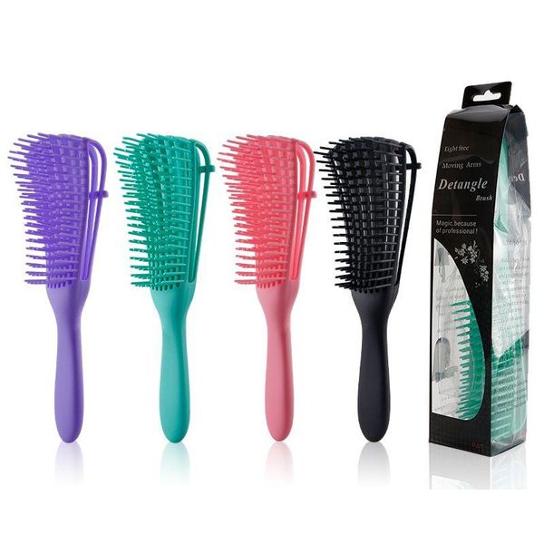 Cepillos para el cabello Der Brush para Afro América / Textura africana 3A a 4C Kinky Desenredante Natural Exfoliación de su cuero cabelludo Entrega de gotas Producto Dhhxk