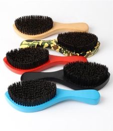 Brosses à cheveux DREWTI hêtre bois nylon sanglier poils 360 vague brosse longue poignée brosse pour Afro hommes noir court africain peigne dur Medi3350415