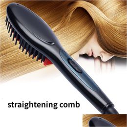 Cepillos para el cabello Cepillos para el cabello Plancha profesional Cepillo para barba Cerámica Alisado eléctrico Peine Chicas Damas Alisadores Rizador Dhoqb