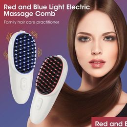 Haarborstels Haarborstels Rood en Blauw Licht Elektrisch Mas Kam Hoofd Masr Pon Fysiotherapie Zorg Vibrerend Groei Anti-verlies Drop Delive Dh0Yc